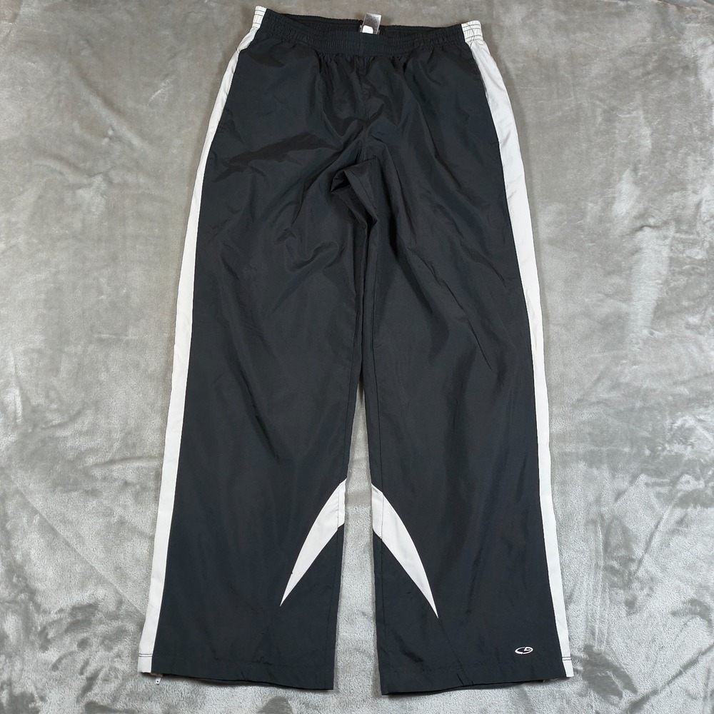 Champion Track Pants Mens XL Black White Baggy Ankle Zip Skater Y2K Windbreaker